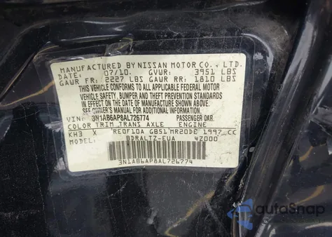 2010 Nissan Sentra 2.0Sr из США, поврежденный, VIN 3N1AB6AP8AL726774